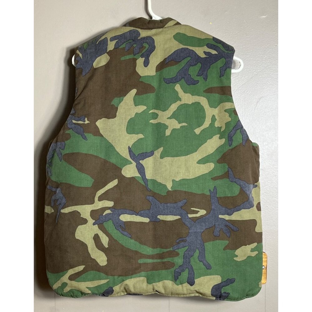 Camouflage Shell Puffer Vest Woodland Twill Cold Weather Hunt Gorpcore USA Men L - Picture 4 of 7